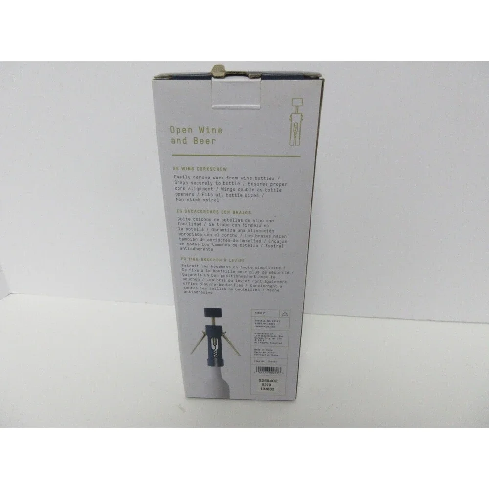 Rabbit 5256402 Wing Corkscrew Black Wine Bottle Opener Crate & Barrel Chrome Blk